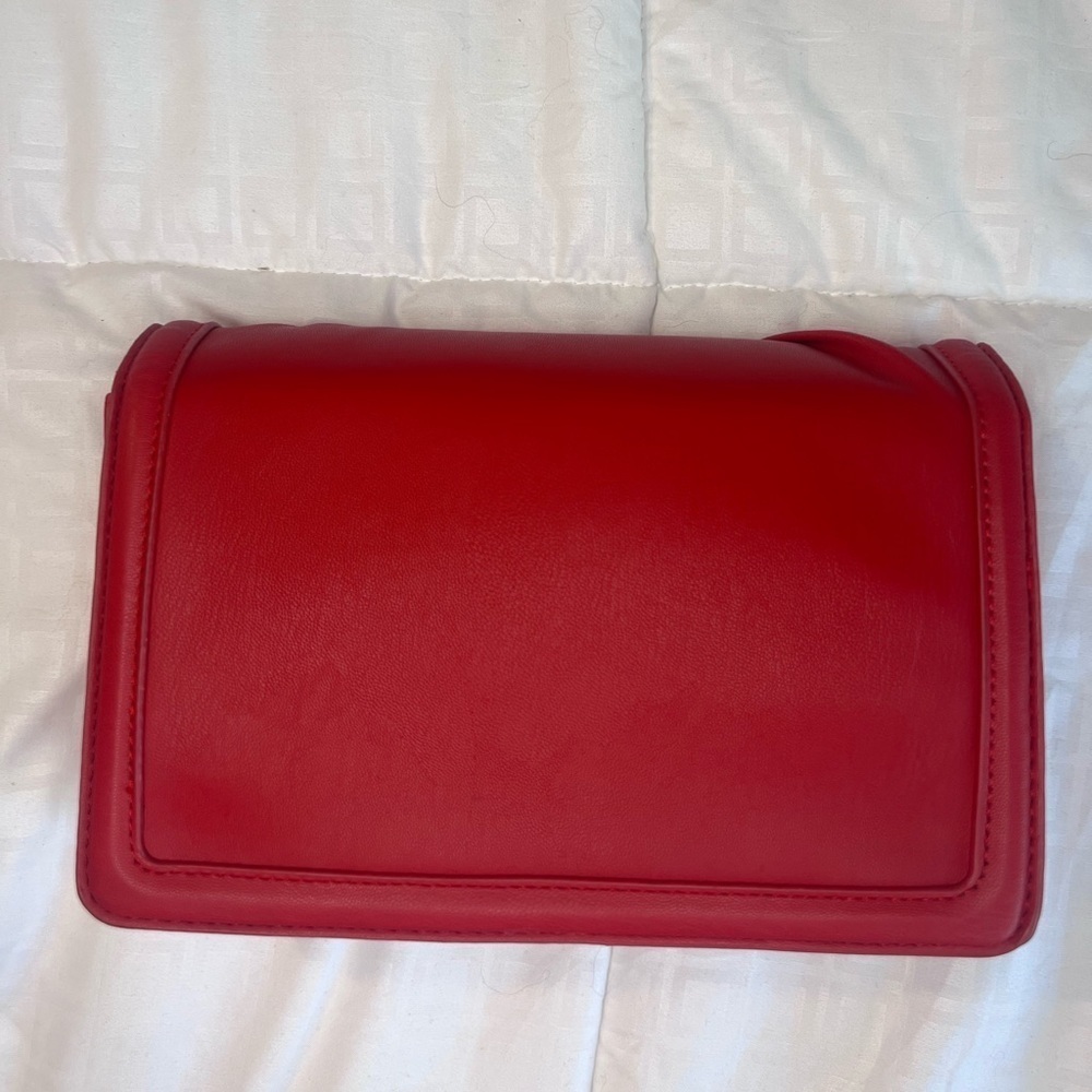 Badgley Mischka Red Pleated Crossbody/Clutch - Picture 8 of 12